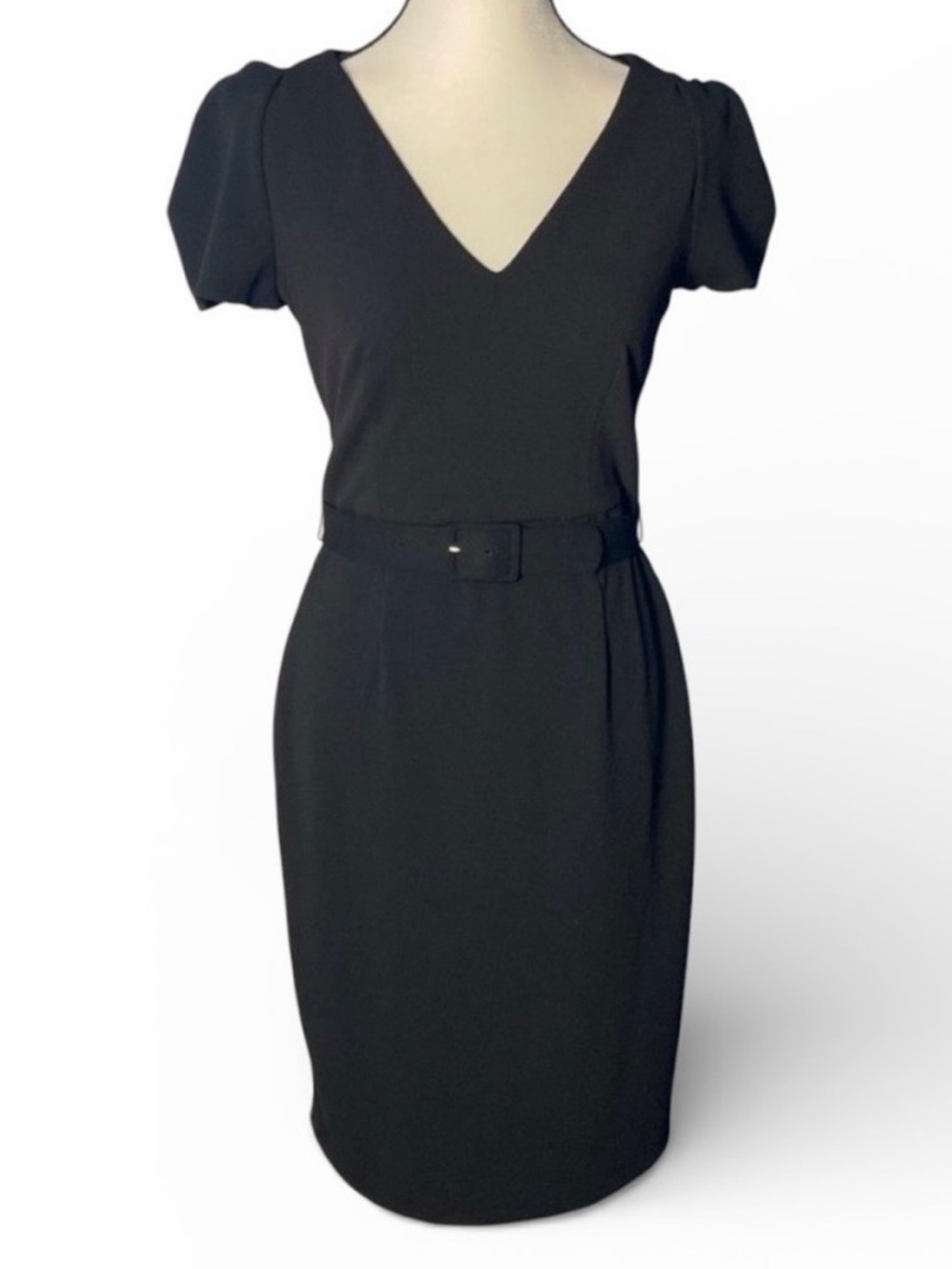 Le Chateau Black Midi Beleted Dress (Size S)